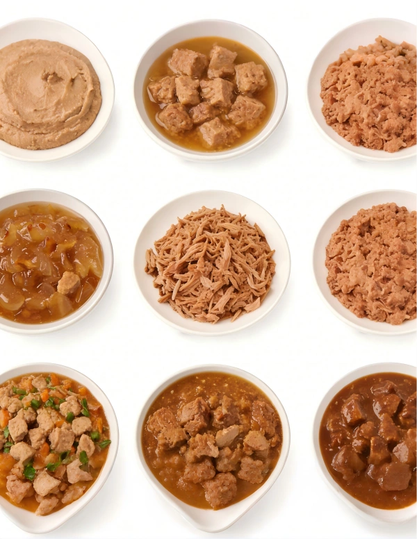 canned dog food Texture & Style