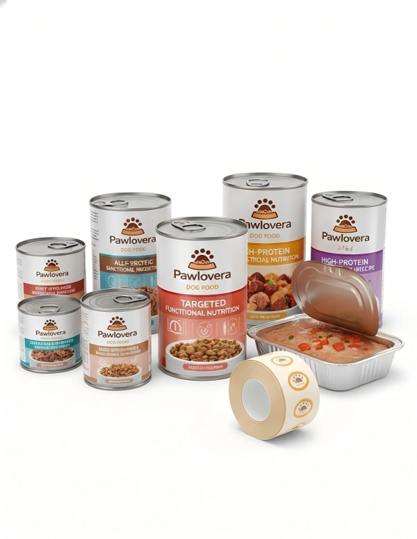canned dog food packaging